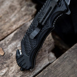 3.5 Inches Blackened Blades Outdoor Folding Knife with Wood Handle