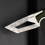 Full Tang Tanto Fixed Blade Knife with Sheath and Cord-Wrapped Handle