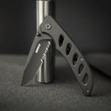 Folding Pocket Knife with 8Cr13MoV Stainless Steel Black Titanium Blade