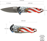 US Flag Folding Knife with 3Cr Stainless Steel Gray Titanium Coated Blade