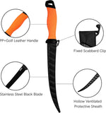 Fish Scale Pattern Fishing Knife with PP+Golf Leather