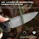 UltraFlight Damascus Folding Knife Carbon Fiber Handle, 3.2" Drop Point