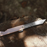 EDC Damascus Steel Lockless Gentleman's Pocket Knife for Outdoor Adventurers & Collectors