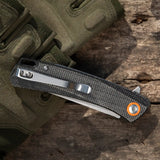 DISPATCH Pocket Folding Knife, 8cr13 Stainless Steel, Micarta Handle,Outdoors Multi-use Camping Knife