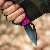 Lightweight EDC Folding Pocket Knife with Carabiner Clip and Fire Starter