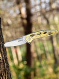 4.5" TC4 Titanium Handle And D2 Blade Folding Knife With Nylon Pouch