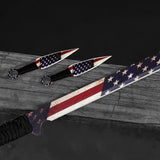 Ninja Tactical Twin Katana Samurai Sword Machete Fixed Blade And Throwing Knives Combat Set with Sheath