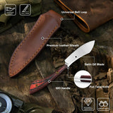 Mini Sheepsfoot Fixed D2 Blade Knife G10 Handle with Leather Sheath