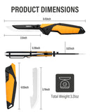 Drop Point Replaceable Blade Folding Hunting Knife with ABS+TPR Anti-Slip Handle, 3 Blades and Blade Box