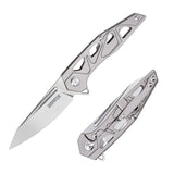 4.5" TC4 Titanium Handle And D2 Blade Folding Knife With Nylon Pouch