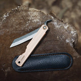EDC Damascus Steel Lockless Gentleman's Pocket Knife for Outdoor Adventurers & Collectors