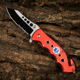 4.5" Closed Folding Pocket Knife Alumina Handle with Rope Cutter and Glass Breaker