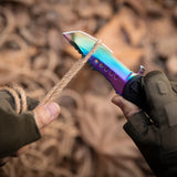 Fashion Colorful Folding Knife Serrated Blade with Safety Finger Grip Handle