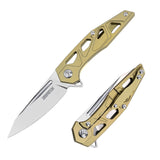 4.5" TC4 Titanium Handle And D2 Blade Folding Knife With Nylon Pouch