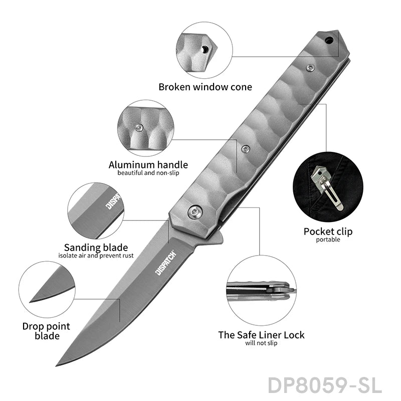 Cool Folding Pocket Knife Liner Lock with Pocket Clip and Glass Breaker