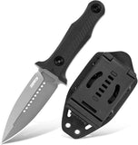 Dual Edge Fixed Blade  Survival Camping Knife G10 Handle with Waist Clip Kydex Sheath