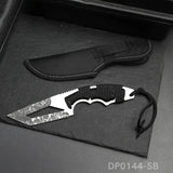 Full Tang Tanto Fixed Blade Knife with Sheath and Cord-Wrapped Handle