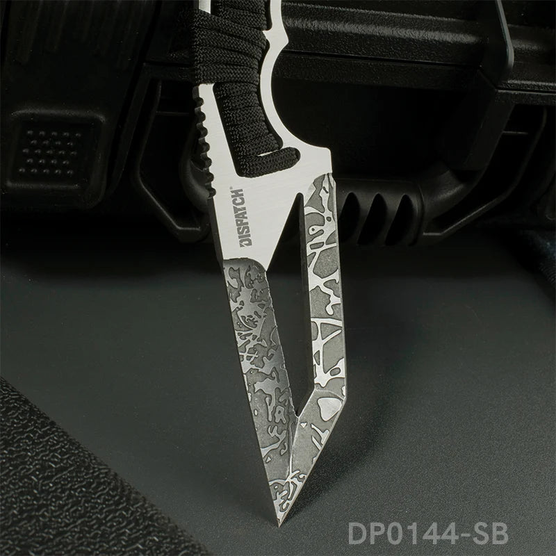 Full Tang Tanto Fixed Blade Knife with Sheath and Cord-Wrapped Handle