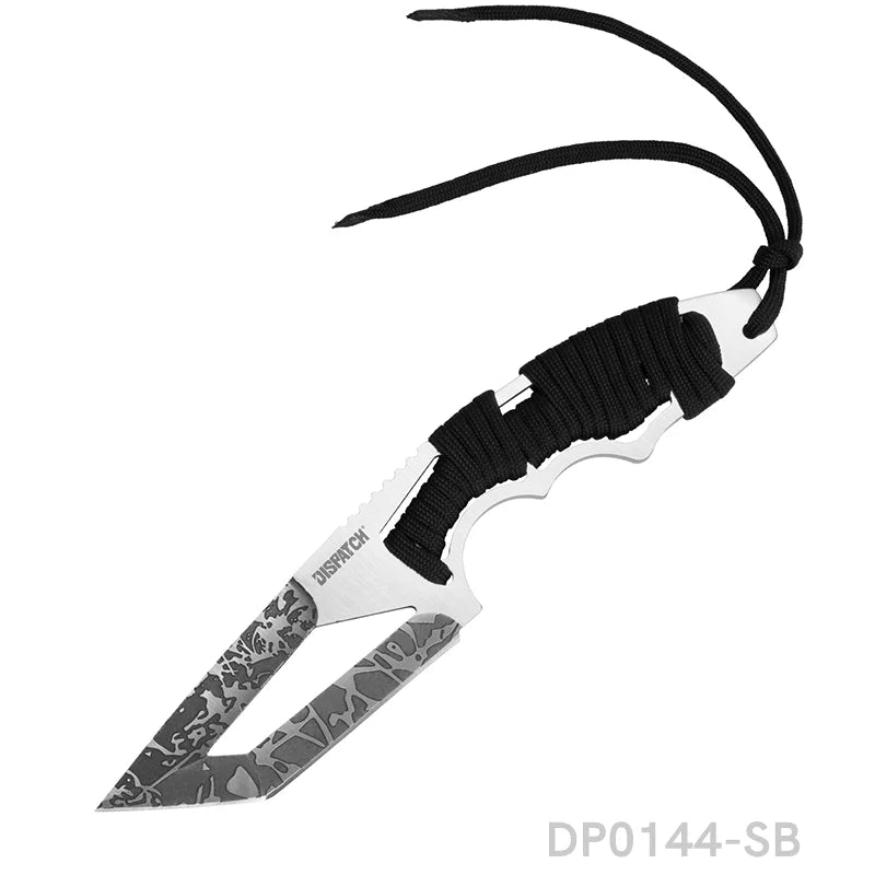 Full Tang Tanto Fixed Blade Knife with Sheath and Cord-Wrapped Handle