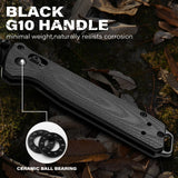 RBLACK 3.3" Tanto EDC Folding Knife with CPM S35VN Blade, Axis Lock G10 Handle