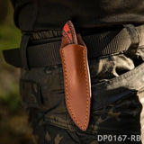 Mini Fixed D2 Blade Knife G10 Handle with Leather Sheath