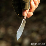 Mini Fixed D2 Blade Knife G10 Handle with Leather Sheath