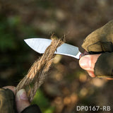 Mini Fixed D2 Blade Knife G10 Handle with Leather Sheath