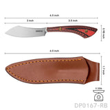 Mini Fixed D2 Blade Knife G10 Handle with Leather Sheath