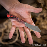 Mini Fixed D2 Blade Knife G10 Handle with Leather Sheath