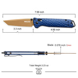 RBLACK 3.3" Tanto EDC Folding Knife with CPM S35VN Blade, Axis Lock