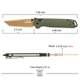 RBLACK 3.3" Tanto EDC Folding Knife with CPM S35VN Blade, Axis Lock