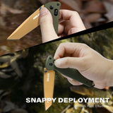 RBLACK 3.3" Tanto EDC Folding Knife with CPM S35VN Blade, Axis Lock