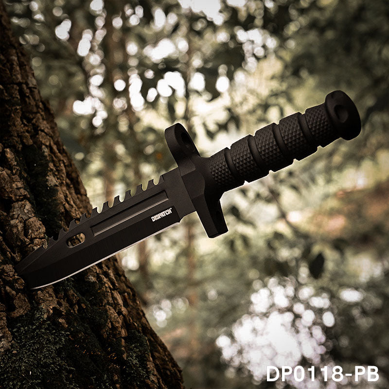 12.2" Tactical Bowie Survival Knife with Military Combat Fixed Blade and Kydex Sheath Dispatch Outdoor Life DP0118-PB 