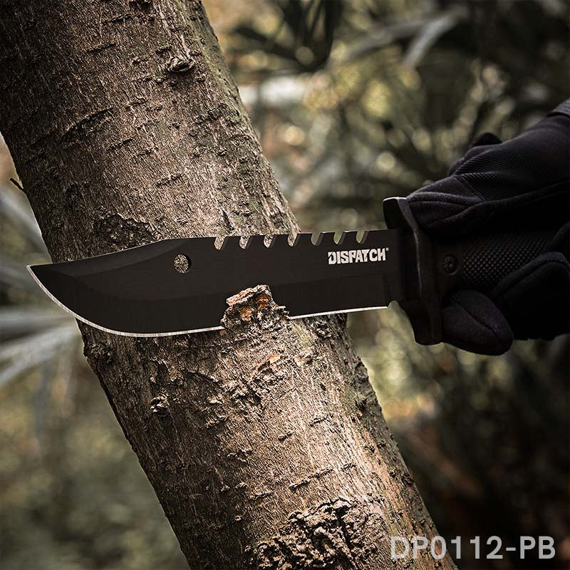 12.2" Tactical Bowie Survival Knife with Military Combat Fixed Blade and Kydex Sheath Dispatch Outdoor Life DP0112-PB 