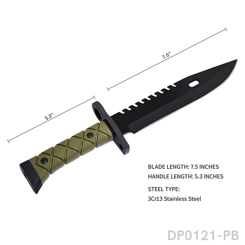 13.5'' Survival Jungle Fixed Blade Knife with Kydex Sheath for Camping, Hunting, Hiking and Adventure Dispatch Outdoor Life 