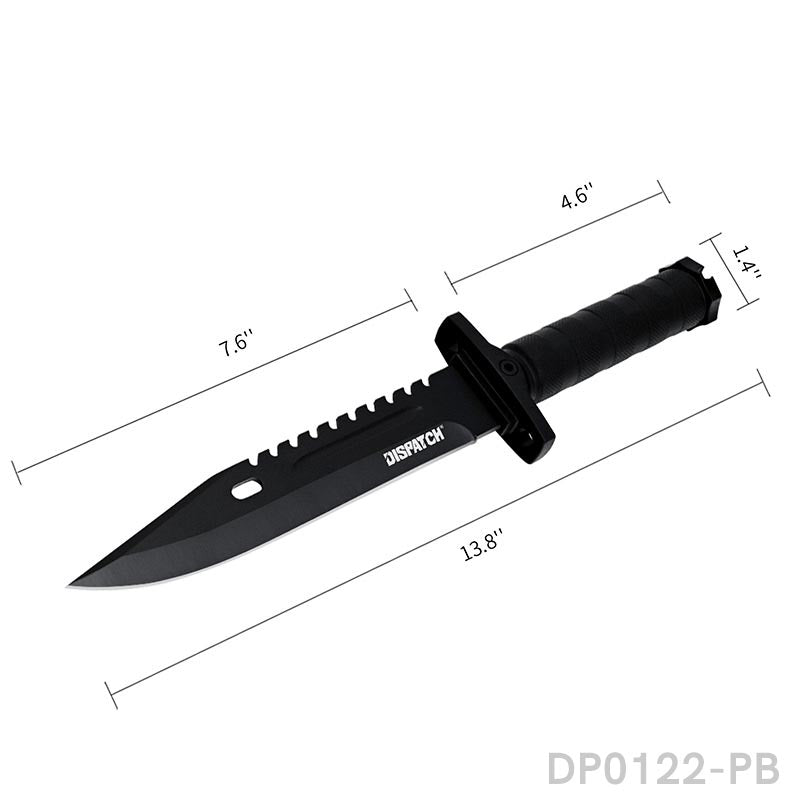 Survival Jungle Fixed Blade Knife with Kydex Sheath for Camping, Hunting, and Adventure, 13.8'' - Dispatch Outdoor Life