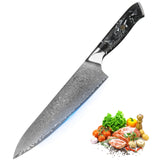 8'' Chef Knife 67 Layers Damascus Steel Full Tang Meat Vegetable with Micro Gold Stone Handle