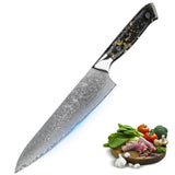 8'' 67 Layers High Carbon VG10 Damascus Steel Chef Knife Full Tange Acrylic Handle