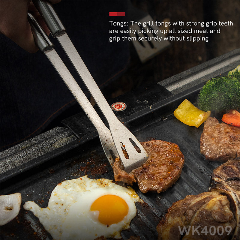 3PCS Grill Accessories with Spatula, Fork & BBQ Tongs for Camping
