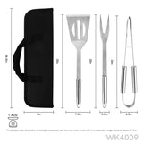 3PCS Grill Accessories with Spatula, Fork & BBQ Tongs for Camping
