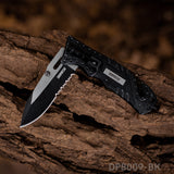 4.75'' Closed Folding Pocket Knife with Serrated Clip Point Blade, Glass Breaker, and Flashlight