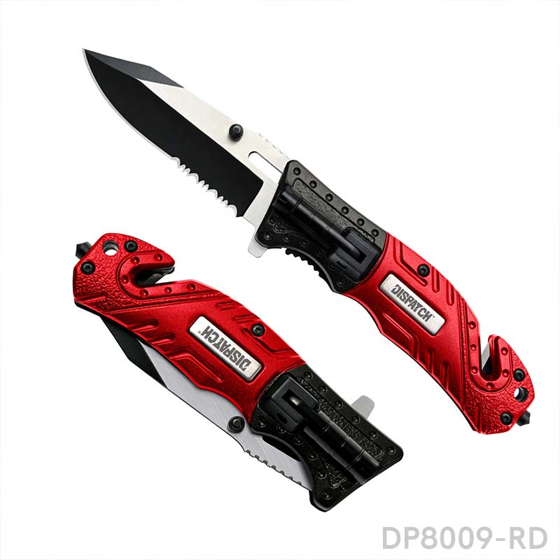 4.75'' Closed Folding Pocket Knife with Mini Flashlight, Serrated Clip Point Blade and Aluminum Handle for Outdoor, Tactical, Survival, and EDC - Dispatch Outdoor Life