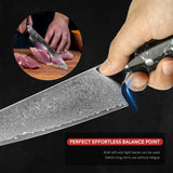 8'' Chef Knife 67 Layers Damascus Steel Full Tang Meat Vegetable with Micro Gold Stone Handle