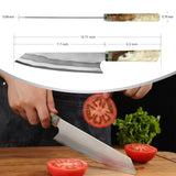 Japanese 8 inch 440C Stainless Steel Chef Knife Burning Blade Resin Turquoise Handle Butcher Knife Kitchen