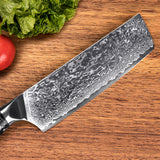 7'' Damascus 67 Layer Steel Nakiri Kitchen Full-tang Knife Vegetable Meat Cleaver Kitchen Knife