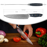 Professional 9Cr18MoV Damascus Steel Blade Knives Blue and Black G10 Soft Handle Kitchen Chef Knife