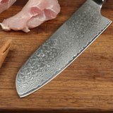 7.5'' Damascus Steel Santoku Knife Professional Kitchen Japanese Knife Ergonomic Elegant Ebony Octagon Handle Kitchen Knives
