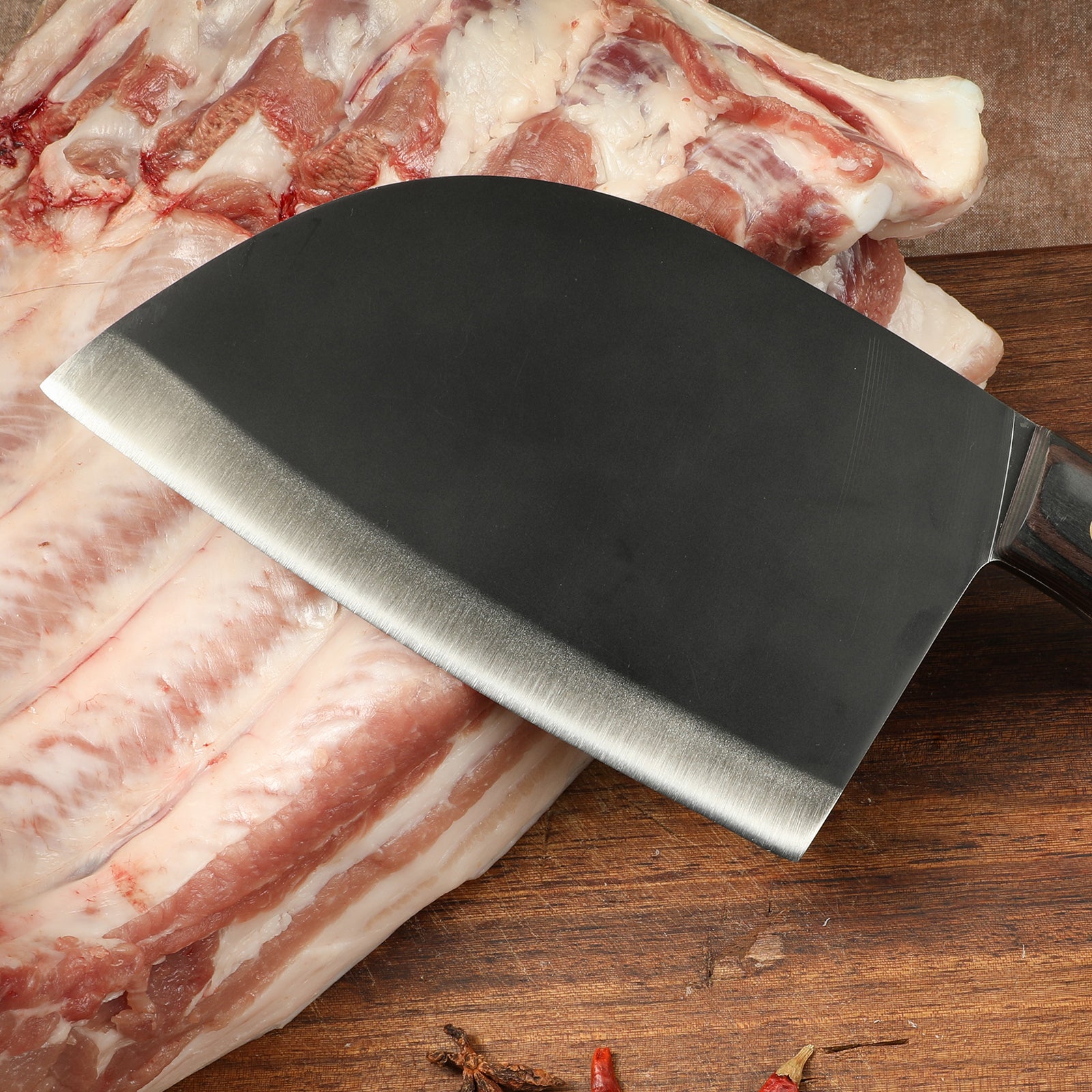 Full Tang Butcher Knife Handmade Forged Steel Wood Handle Chef Cleaver Beef  Cut