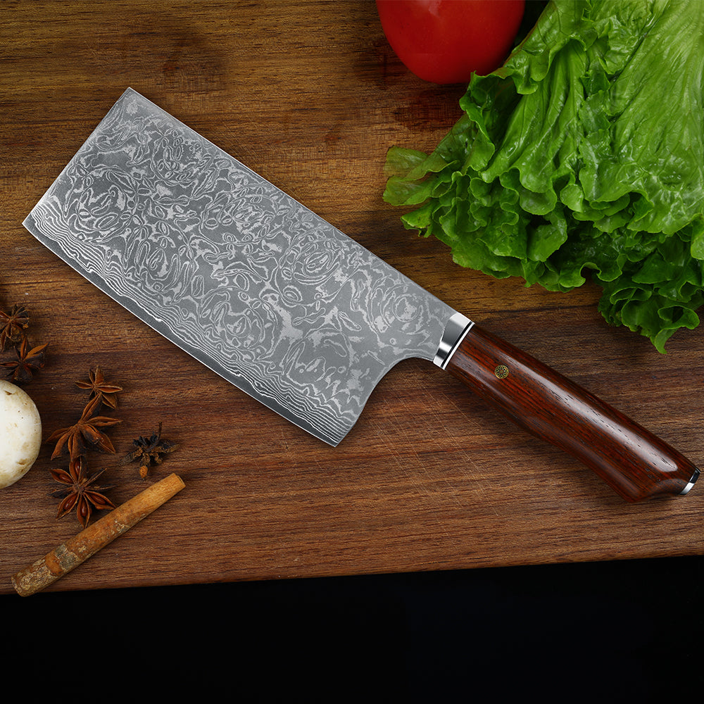 Meat Cleaver 67 Layers  Damascus Buncher Kitchen Knife Pakka Wood Handle Vegetable Meat Fish Knife