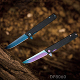 5" Closed Folding Pocket knife 8Cr Rainbow Staright Blade with G10 Handle